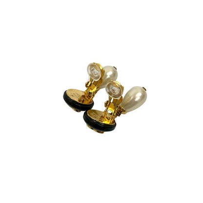 Chanel Vintage Coco Mark Motif Fake Pearl Earrings Accessories 95A