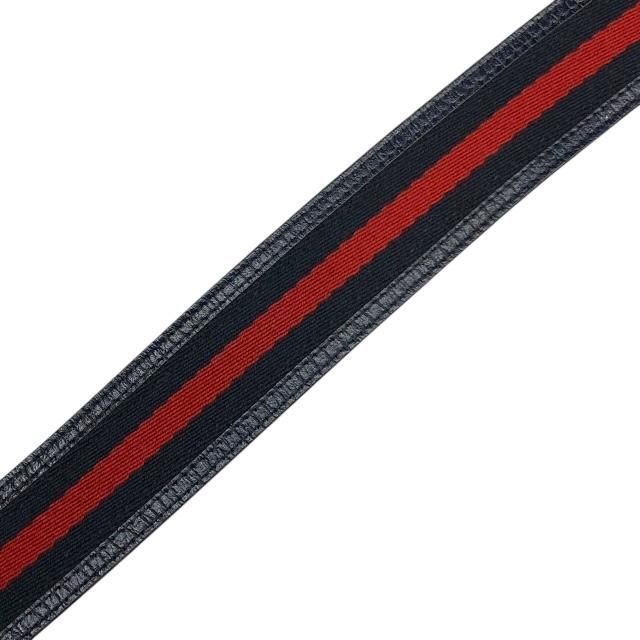 Gucci 114984 Belt Accessories Small Interlocking G Stripe Leather Canvas Navy