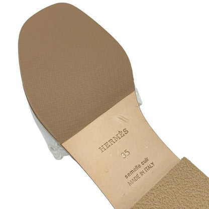 Hermes Frog Sandals Shoes Leather White Flat Sandals Mules Chaine D'ancre