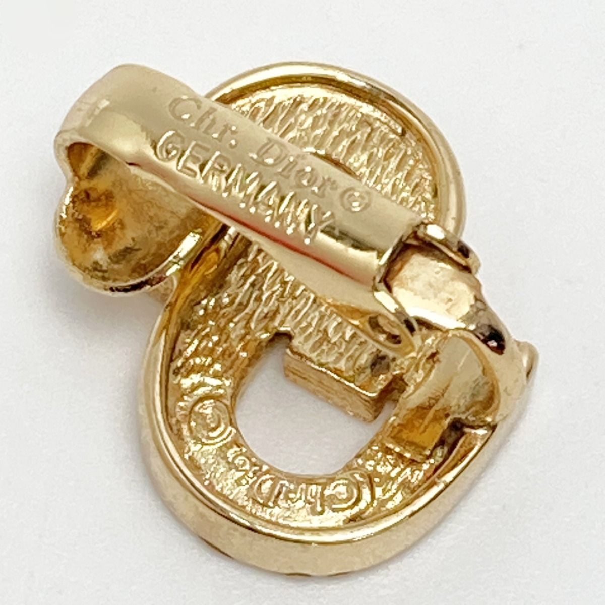 Christian Dior Christian Dior CD Logo Rhinestone Earring Gold GP Vintage