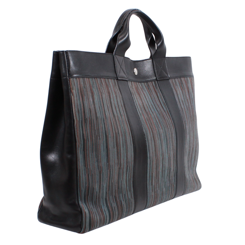 Hermes Fourre Tout MM Leather And Chevre Black Handbag Silver