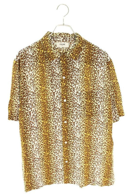 Celine 2c946227u Leopard All Over Rayon Short Sleeve Shirt Men 39
