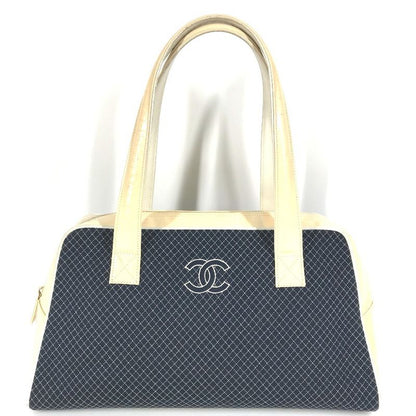 Chanel Shoulder Bag CC Coco Mark Logo Quilted Matelasse Canvas Navy