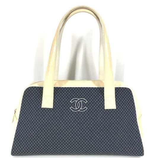 Chanel Shoulder Bag CC Coco Mark Logo Quilted Matelasse Canvas Navy