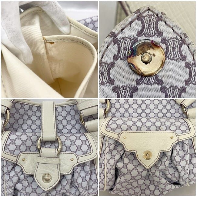 Celine Tote Bag White Purple Pastel Color Macadam Excellent Condition