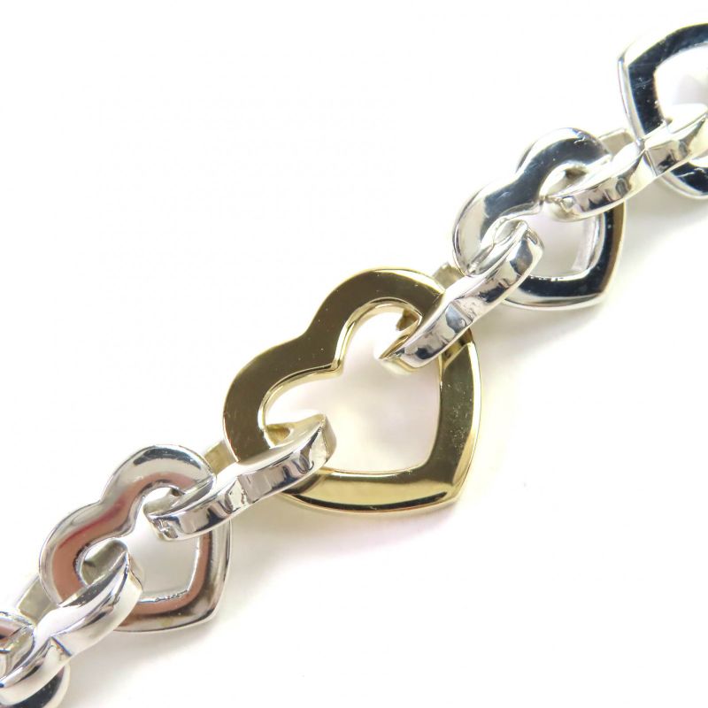 Tiffany & Co Heart Link Bracelet 925 750 Accessory Silver Gold Weight 36.2g