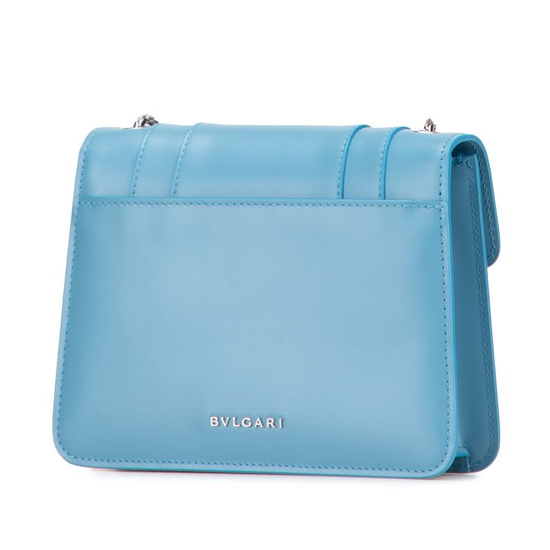 Bulgari Serpenti Chain Shoulder Bag Blue Leather Women Bvlgari