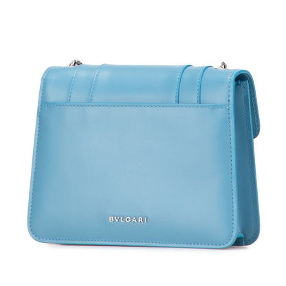 Bulgari Serpenti Chain Shoulder Bag Blue Leather Women Bvlgari