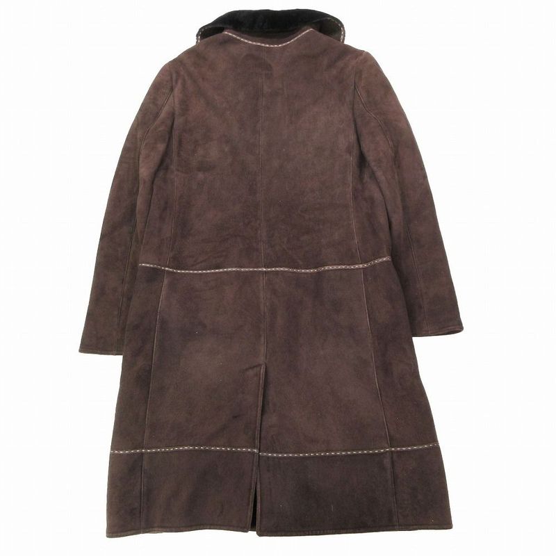 Fendi Mouton Boa Long Coat Knee Length Brown Size 48 Men's Women's