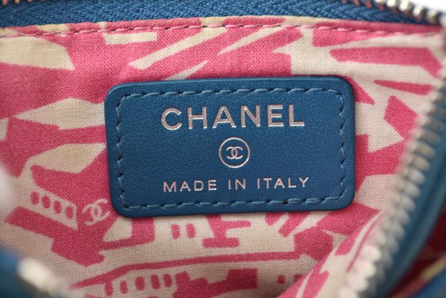 Chanel Coin Case Card Case A84105 Chanel Matelasse Caviar Skin Blue Silver