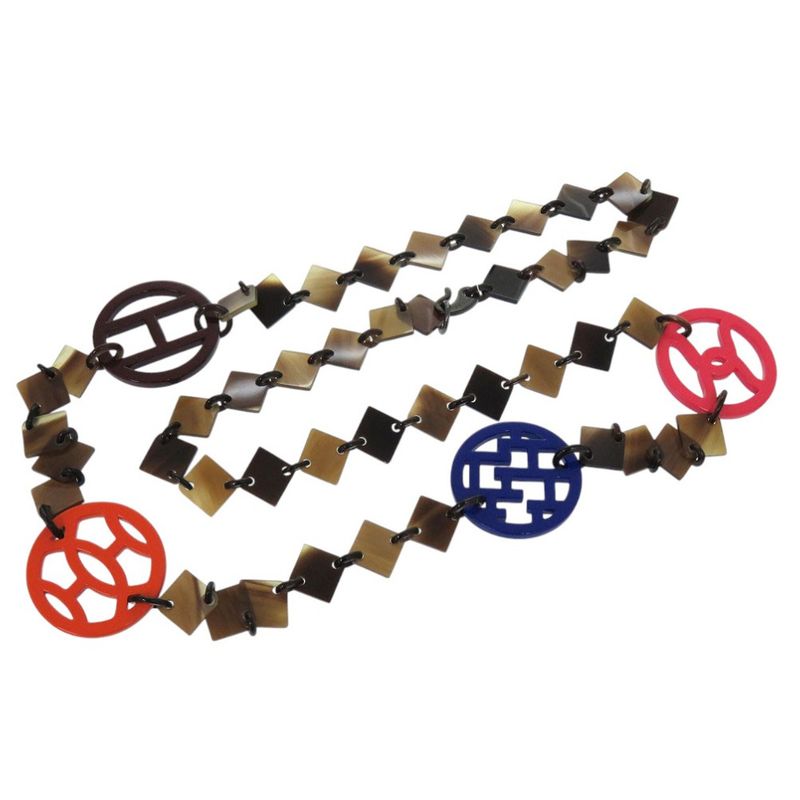 Hermes DIVA Long Necklace DIVA Buffalo Horn Lacquered Wood Multicolor 0812