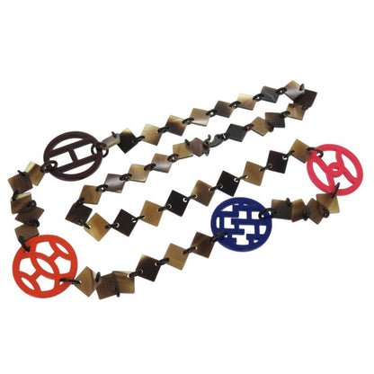 Hermes DIVA Long Necklace DIVA Buffalo Horn Lacquered Wood Multicolor 0812