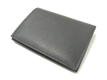 Saint Laurent Leather Bifold Wallet Men Women Grayish Aw1873
