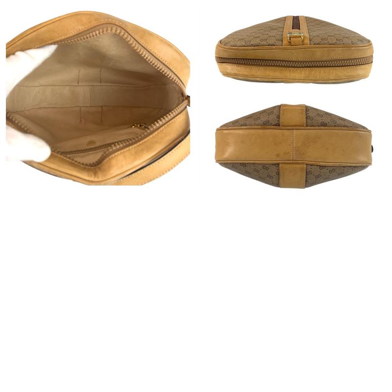 Gucci Vintage Old Gucci Micro GG Beige Gold Hardware Pvc/leather Shoulder Bag