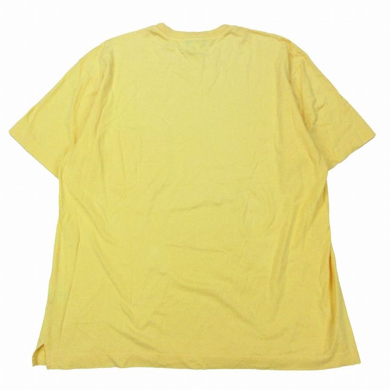 Hermes H Logo Embroidery Pocket T-Shirt Top Short Sleeves Yellow Size L Men's
