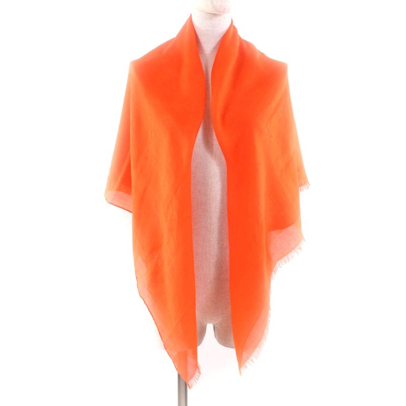 Hermes Carré 110 Cashmere Silk-blend Jacquard Serie Fringed Scarf Orange With