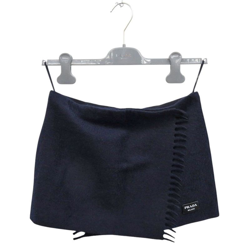 Prada P112xe Cashmere Navy Mini Skirt Rolled Skirt 0332 Prada