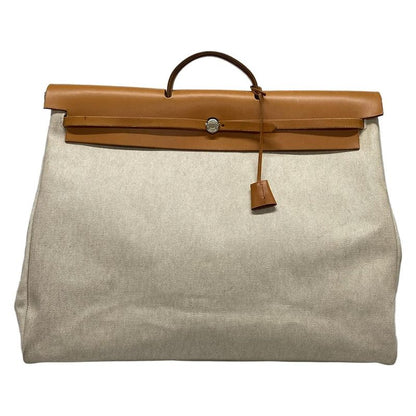 Hermes Handbag Herbag GM Ivory X Light Brown Silver Hardware Leather