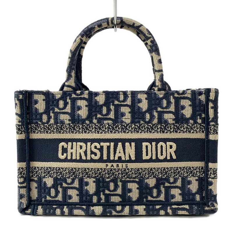 Dior/christian Dior Tote Book Tote Bag Mini Navy Ivory And Blue