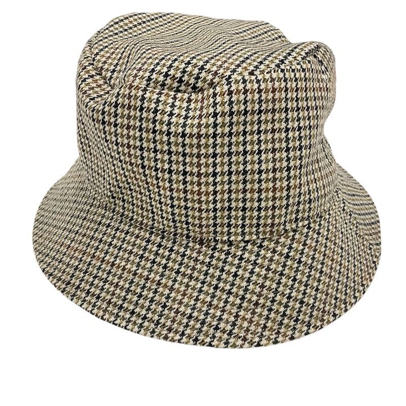 Celine Hat Wool Brown Logo Houndstooth Bucket