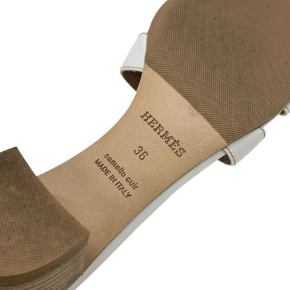 Hermes Oasis Sandals Shoes Leather White Mules