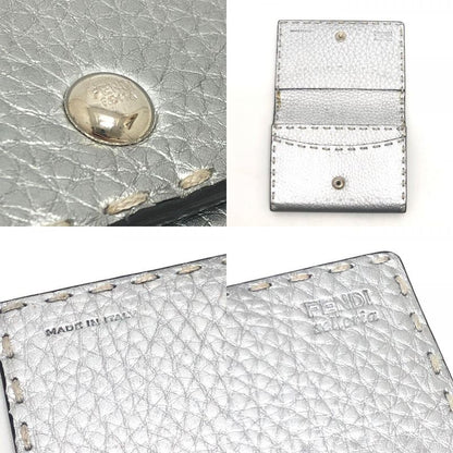 Fendi Card Case Selleria Leather Silver