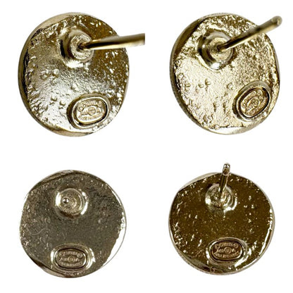 Chanel Coco Mark Rhinestone Earrings Gold Hardware Round Shape Circle