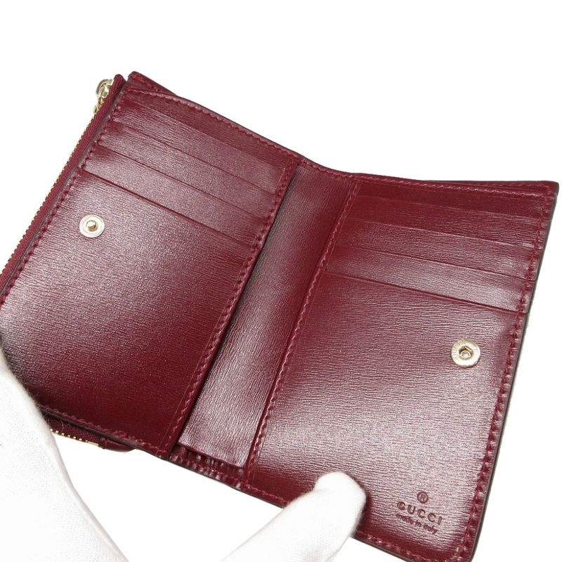 Gucci Compact Wallet 790036 GG Canvas Leather Bordeaux L Zipper Wallet 1893