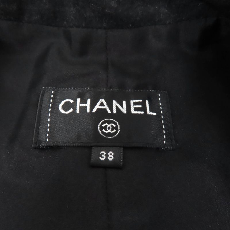 CHANEL P59000 100% Silk Lining Center Press Pants With Logo Button Wool Pants