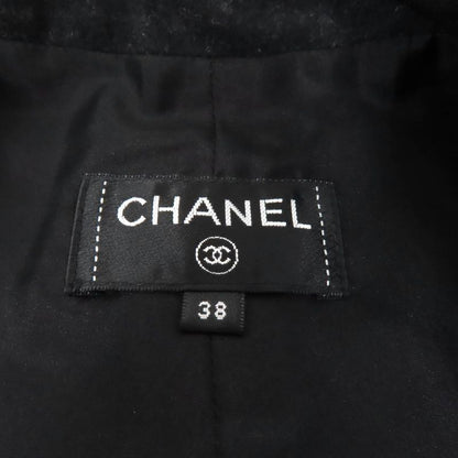CHANEL P59000 100% Silk Lining Center Press Pants With Logo Button Wool Pants