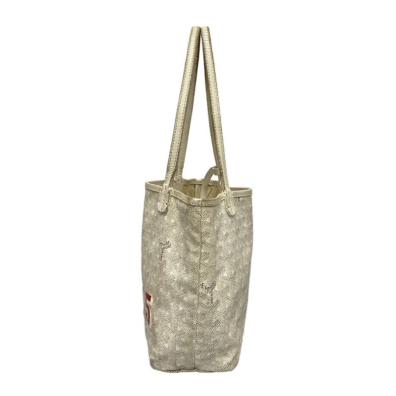 Goyard Tote Bag Saint Louis Junior White Marquise Leather