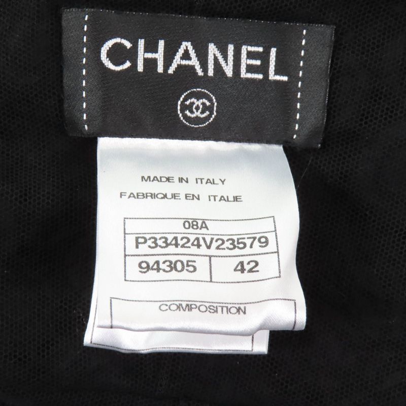 CHANEL 08A P33424 Little Black Dress With Crown Coco Buttons Coco Mark Embroider