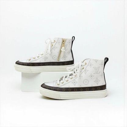 Louis Vuitton Stellar Line Monogram Sneakers Shoes Leather White Brown Logo