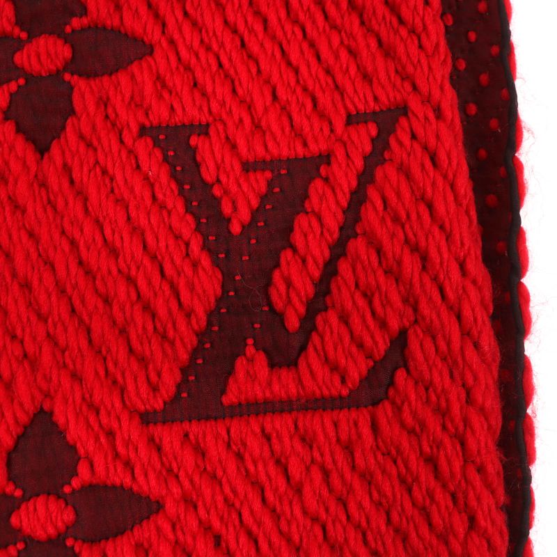 Louis Vuitton M72432 Echarpe Logomania Silk-blend Ruby Monogram Fringed Scarf