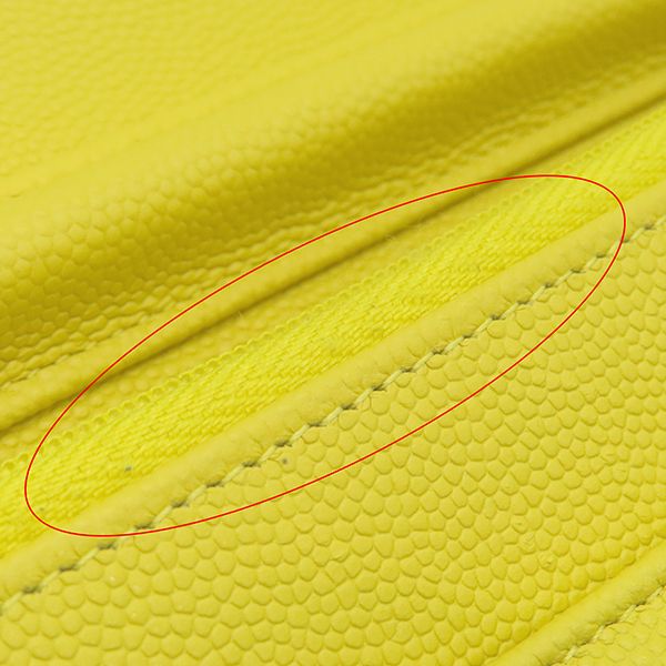 Chanel Chain Wallet Matelasse Caviar Skin Yellow Gold Hardware Yellow Chain