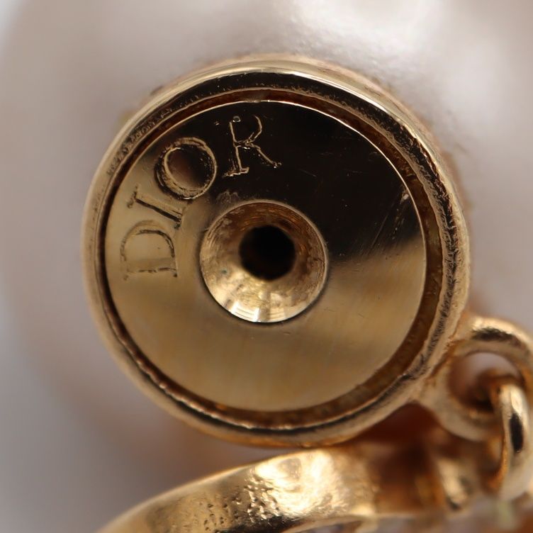 Christian DIOR Earrings Tribal Earrings CD Logo Faux Pearl Rhinestone Star