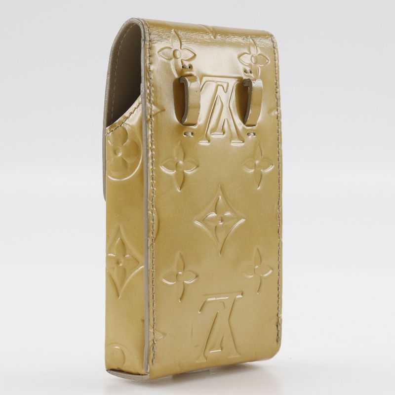 Louis Vuitton Green Cigarette Case M91048 Monogram Vernis Beige Th0021 Ladies