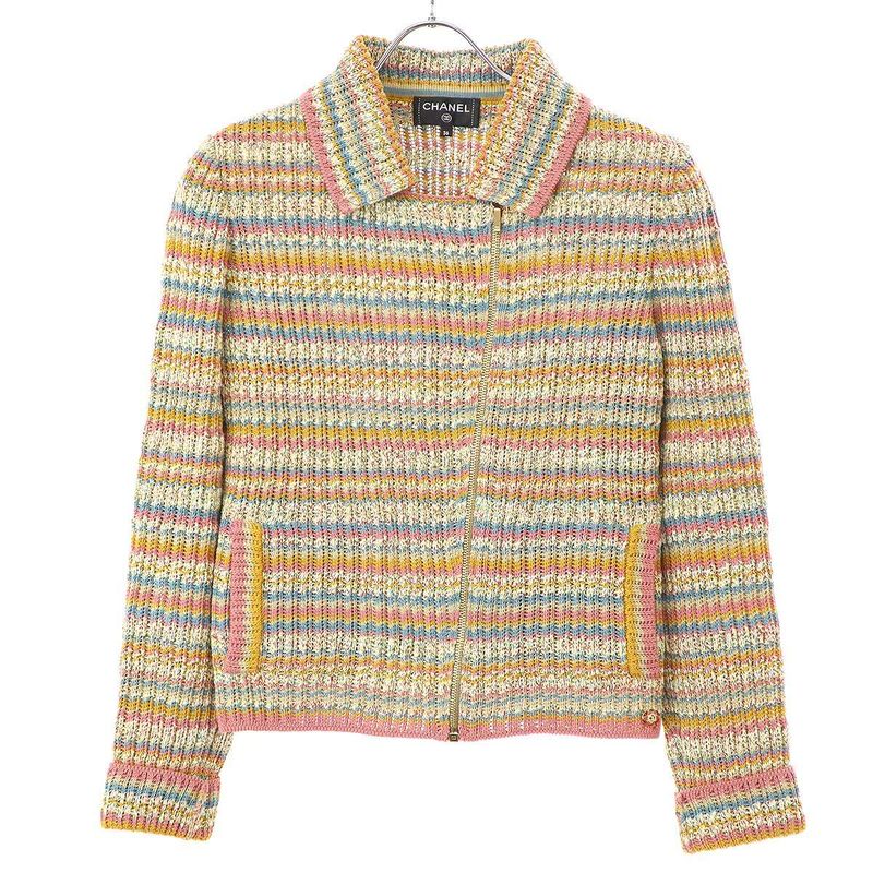 Chanel Multicolor Knit Riders Jacket P55716k07317 Mix 36