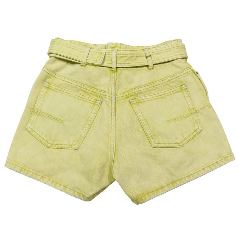 22SS Christian DIOR Washed Denim Shorts Zip Fly With Belt F36 Yellow Women Used