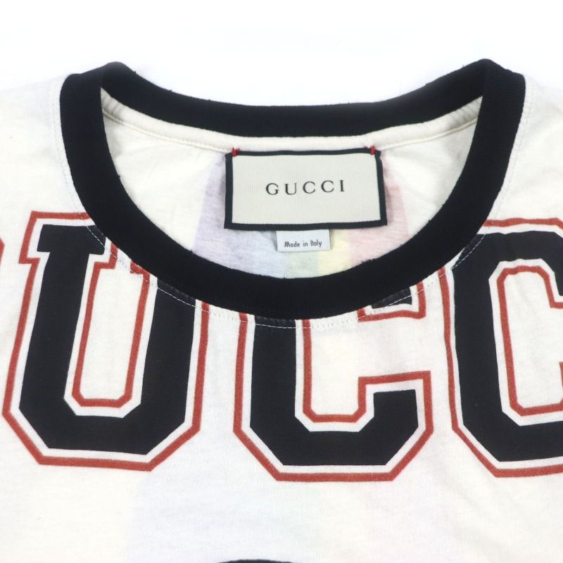 Gucci 476035 Vintage Finish UFO Dragon Embroidery Print Short Sleeve White XS