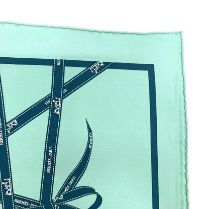 Hermes Scarf Carre 45 Borduc Green Blue 100% Silk