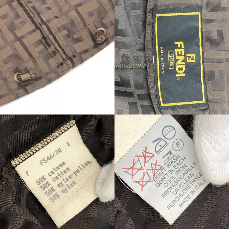 Fendi Nylon Jacket Zucca Print Nylon Brown