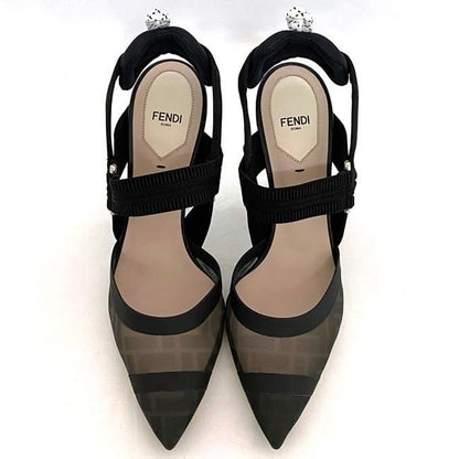 Fendi Mesh Suring Back Shoes High Heel Black