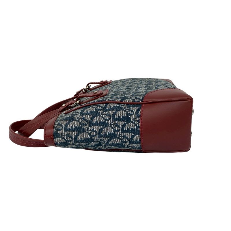 Christian Dior Trotter Pattern Canvas Leather Handbag Tote Bag