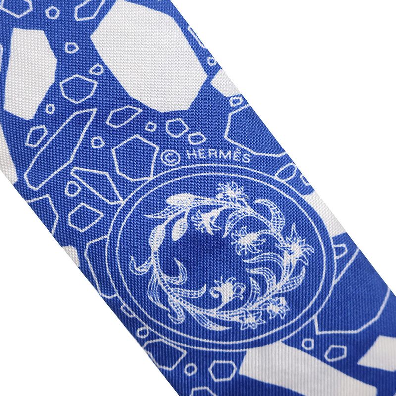 Hermes Scarf Twilly Silk Blue Moyen and White [la Danse des Amazones Amazon's