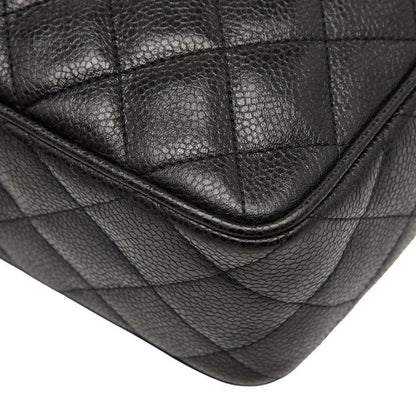 Chanel Matelasse Coco Mark Crossbody Shoulder Bag Black Caviar Skin Women Chanel