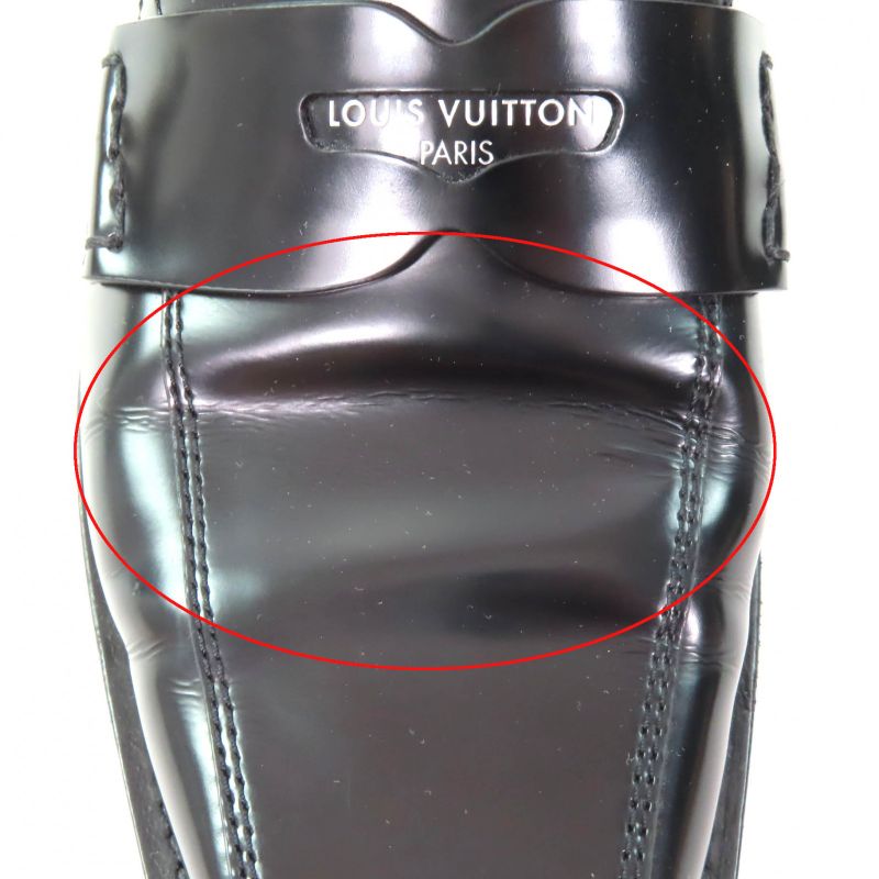 Louis Vuitton Connelly Line Logoed Square Toe Leather Coin Loafer Black