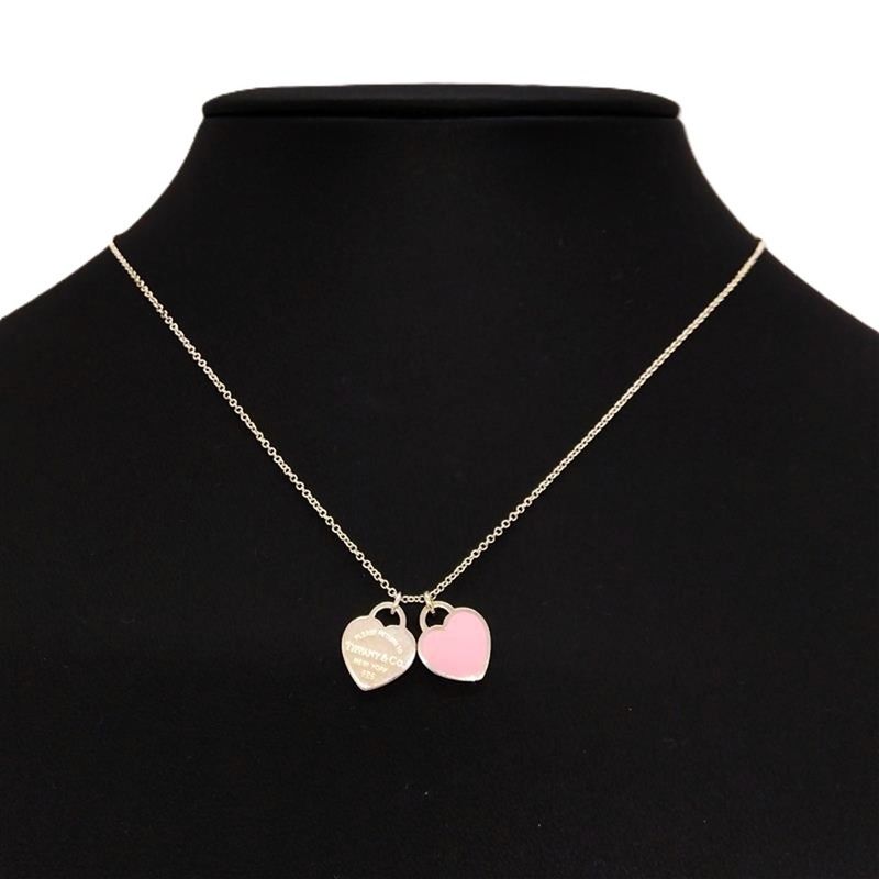 Tiffany & Co Tiffany & Co Return To Double Heart Pink Necklace Sv925 26g