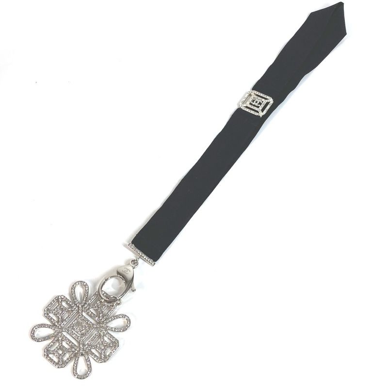 Chanel Strap Neck Strap Necklace Metal Black