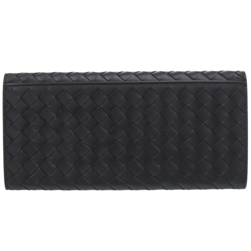 Bottega Veneta Intrecciato Leather Black Long Wallet Long Billfold Black 0926